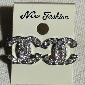 Silver Crystal Stud Earrings